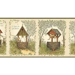    Linda Spivey Green Wishing Well Wallpaper Border