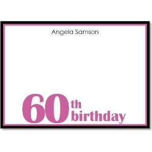 60th Birthday Pink And Black Thank You Notes