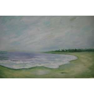  24X36Seascape Oil Painting Blue Sky, Beach and Surf