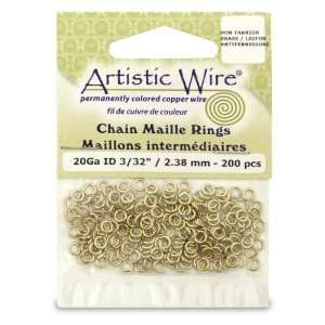 Artistic Wire 20 Gauge Non Tarnish Brass Chain Maille Rings, 3/32 Inch 