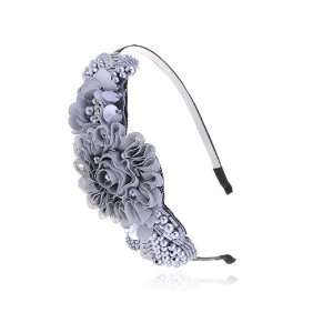   Rose Flower Faux Pearl Bead Jewel Big Hair Piece Headband: Jewelry