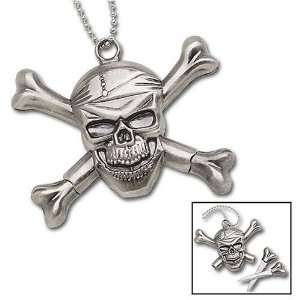 Pirate Skull Knife Necklace with 2 Bone Daggers:  Sports 