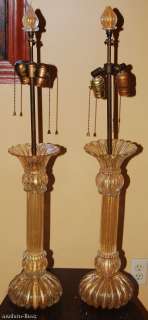 Pair Large Barovier Toso Murano Glass Lamps Mid Century  