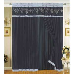  Letizia Black Embroidery Curtain Set