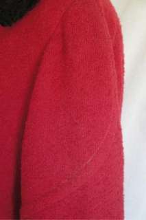   Red Wool Coat Black Persian Lamb Collar & Cuffs 50s B42  