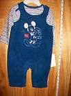 NEW Mickey Mouse Baby Clothes 3 6M Disney Overall Set 2 PC Newborn 