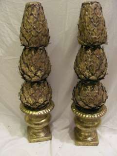 SET OF 2 LARGE 24 GOLD TOPIARY TREE PLANTS IN FLOWER POT CHRISTMAS 