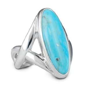   Silver Kingman Turquoise Striking Simplicity Elongated Ring Jewelry