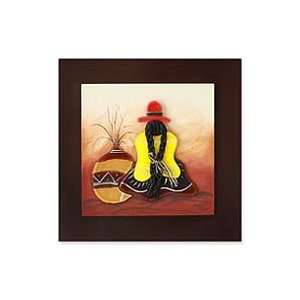  NOVICA Fused glass wall art, The Red Hat