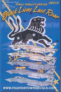 Fightertown Decals 1/32 F 14 TOMCAT BLACK LIONS LAST ROAR VF 213 Last 