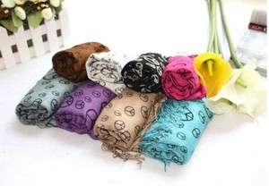 Women New Fashion Wrap Shawl Peace Symbol Print Scarf 9 Color + Free 