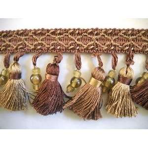  Hazelnut Brown Tassel Fringe with Beads 3.25 Inch Conso 