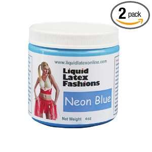 Liquid Latex Fashions Ammonia Free Body Paint, Neon Blue, 4 Ounce Jars 