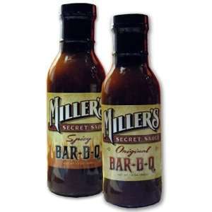 Bar B Q Sauce Set, Millers Secret Sauce Original & Spicy Recipe, 2 