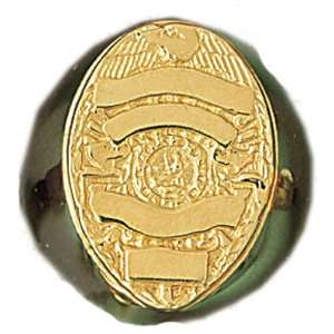  14kt Yellow Gold Police Badge Mens Ring: Jewelry