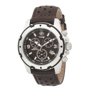: Timex Mens T49627 Expedition Chronograph Brown Leather Strap Watch 
