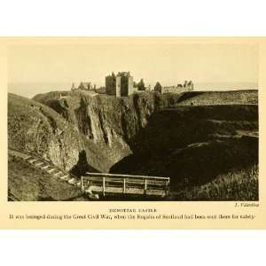1924 Print Dunottar Dunnottar Castle Scotland Regalia Great Civil War 