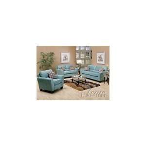  2 Piece Westwood Sofa Set in Tiffany Blue Microfiber Cover 