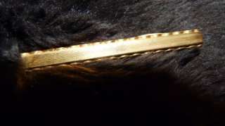Vintage Gold HICKOK Tie Clip   lines, curved edges  