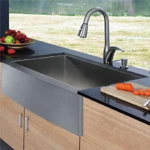  Vigo VG15004 armhouse Stainless Steel Kitchen Sink Faucet 