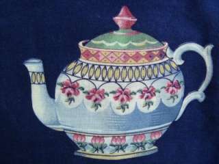 Yards Antique China Teacups Teapots 100% Cotton Cottage Fabric Cozy 