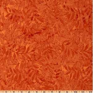 44 Wide Tonga Batik Mango Salsa Abstract Leaves Salsa Orange Fabric 