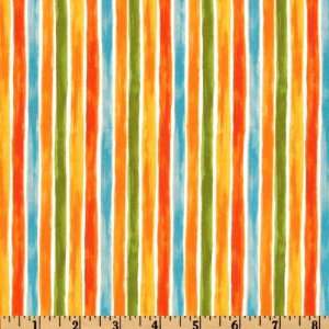 44 Wide Clifford The Big Red Dog Stripe Orange/Blue Fabric By The 