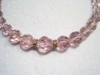 MEMORY WIRE NECKLACE WITH PALE PINK GRADUATED BEADS  