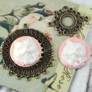 3X High quality Pink cat resin Cabochon cameo RB0556 2  