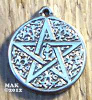 Pagan Fire Pentacle Pentagram Amulet Pendant Raventree Pewter with 