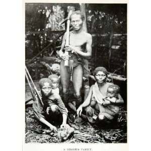 1909 Print Negrito Family Aboriginal Mountain Tribe Philippines 