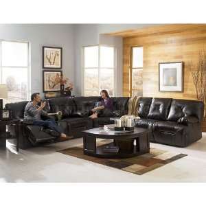  DuraBlend   Black Power Reclining Sectional Living Room Set 