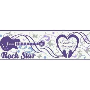  Rock N Roll Purple Wallpaper Border in Girl Power II