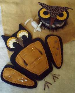 Primitive Folk Art Halloween Night Owl Pinkeep Pattern  