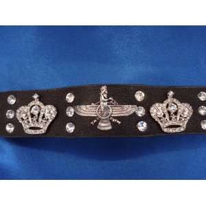 Farvahar Black Cuff Crown Crystal Bracelet Iran Persia Symbol Iranian 