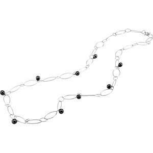  Long and Beautiful 50 Sterling Silver Chain Necklace with Black 