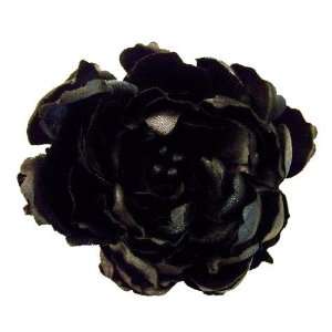    Black Magic Peony Artificial Flower Pin Brooch, Black Beauty