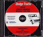 1965 Dodge Truck CD Repair Shop Manual 65 Pickup Power Wagon 100 700