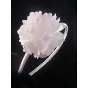  White Satin Flower Headband 