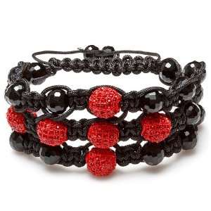   Red Crystal Beads In Cross Design and Black Disco Adjustable Jewelry