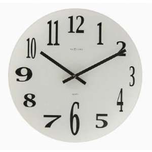   Wall clock 16.9 inch frosted white mirror black hands