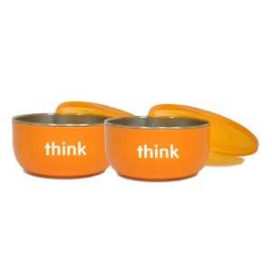  thinkbaby BPA Free Cereal Bowl, Orange, 2 pack Baby