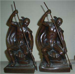 Vintage Indian with Spear Bookends, Jennings Bros.  