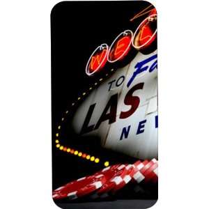 Black Hard Plastic Case Custom Designed Las Vegas Sign & Poker Chips 