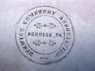  Notary Embosser Seal Stamp 1890s cast iron Berwick Pa Cemetery  