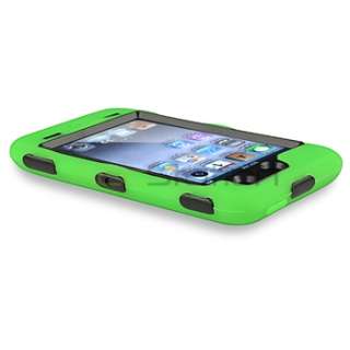 DELUXE GREEN HARD CASE COVER SILICONE SKIN FOR IPOD TOUCH 4 4G+PRIVACY 