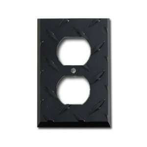  Diamond Plate Aluminum   Black Switch Plate / 1 Duplex 