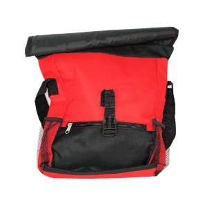  Red Vertical Messenger Bag Multi Purpose Compartments 