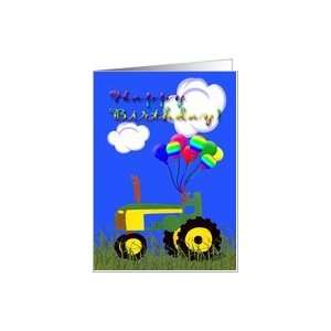  Birthday Green tractor with balloons Card Toys & Games