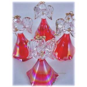   Set 4 Blown Ruby Red Angel Glass Christmas Ornaments: Home & Kitchen